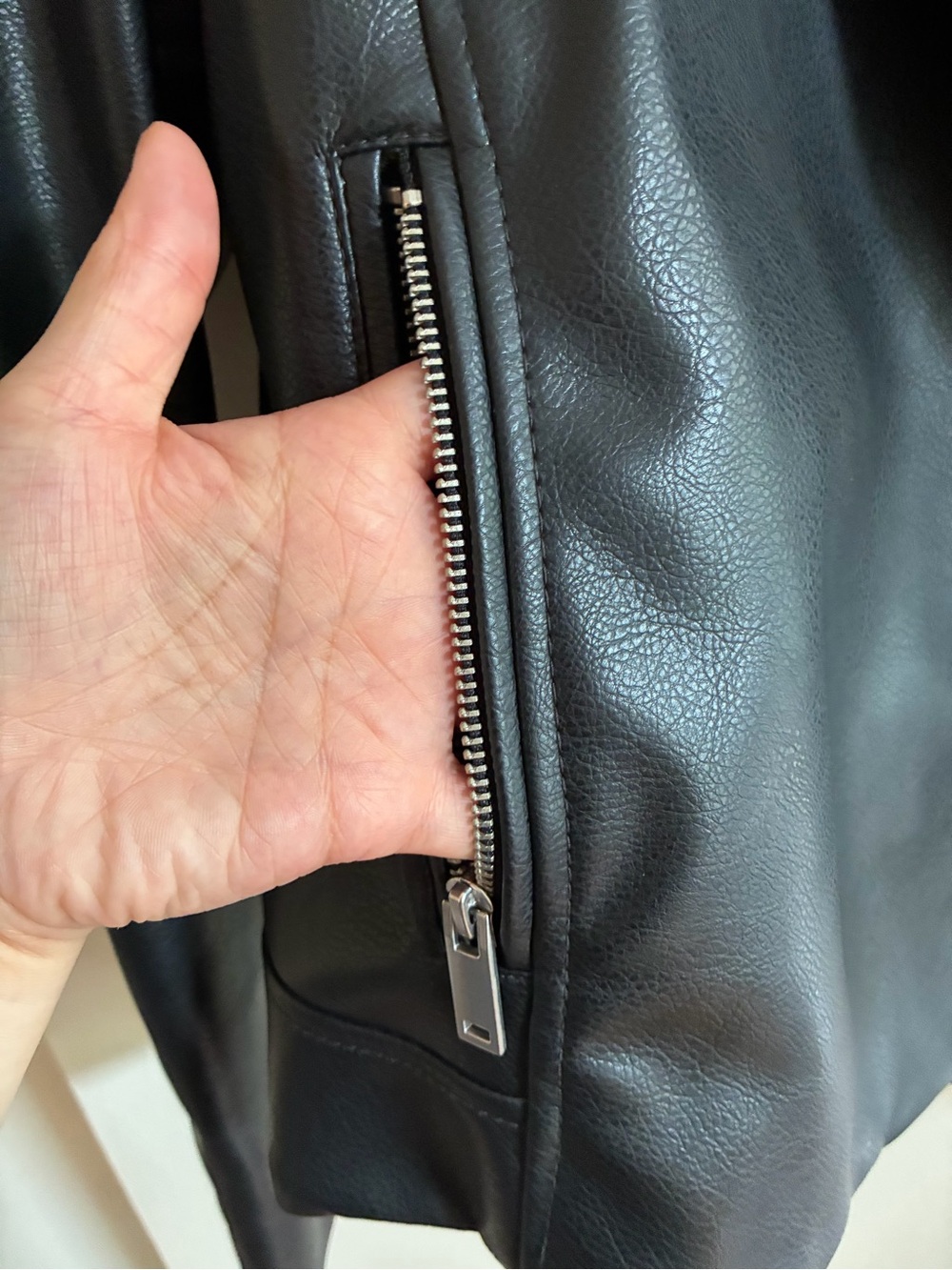 H&M Black Faux Leather Moto Jacket with Silver Hardware - Picture 4 of 6